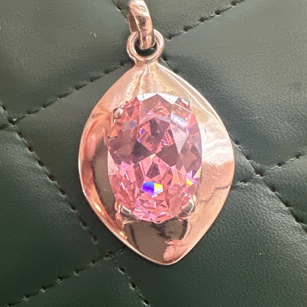 Large Pink Gemstone Pendant - Picture 5 of 14